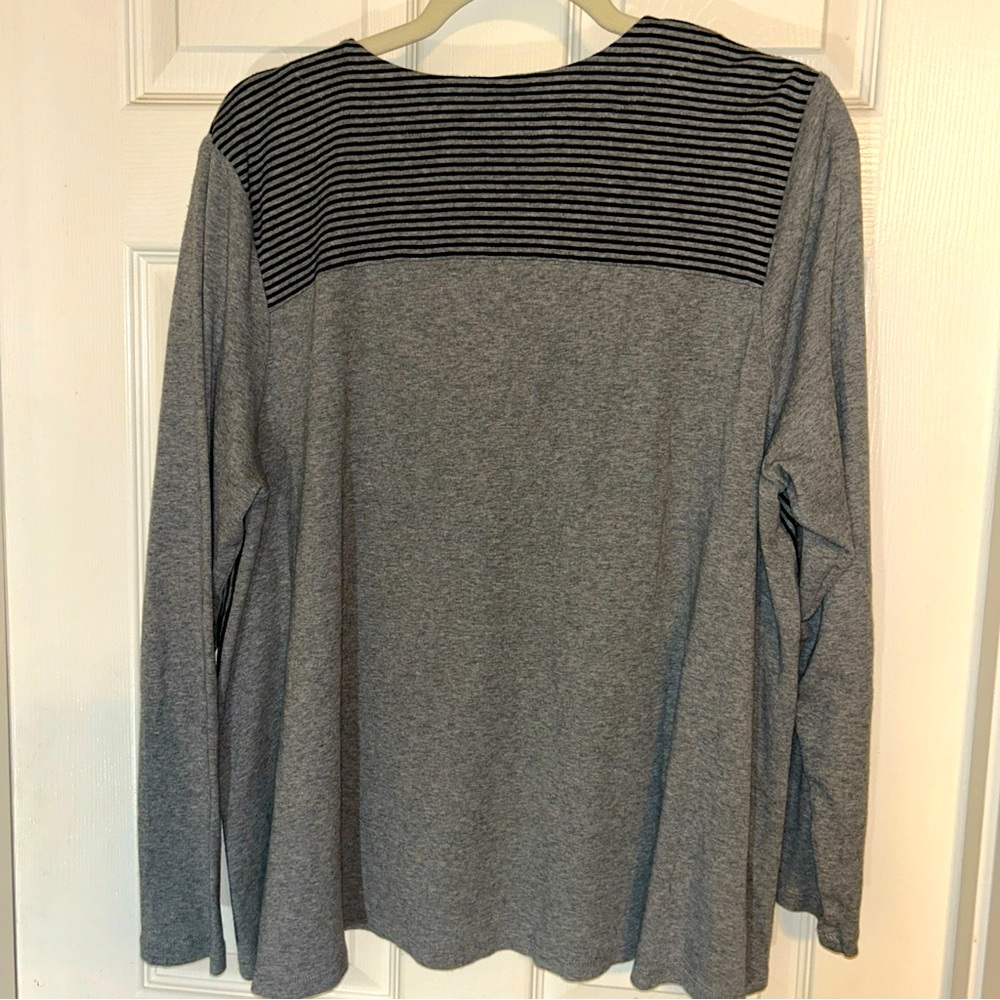 J. Jill Perfect Pima Shirt Women XL Striped Travel Soft Comfort spring  Workwear